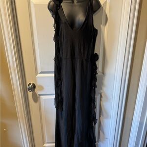 Fashion Nova Black Ruffle-Trim Jumpsuit